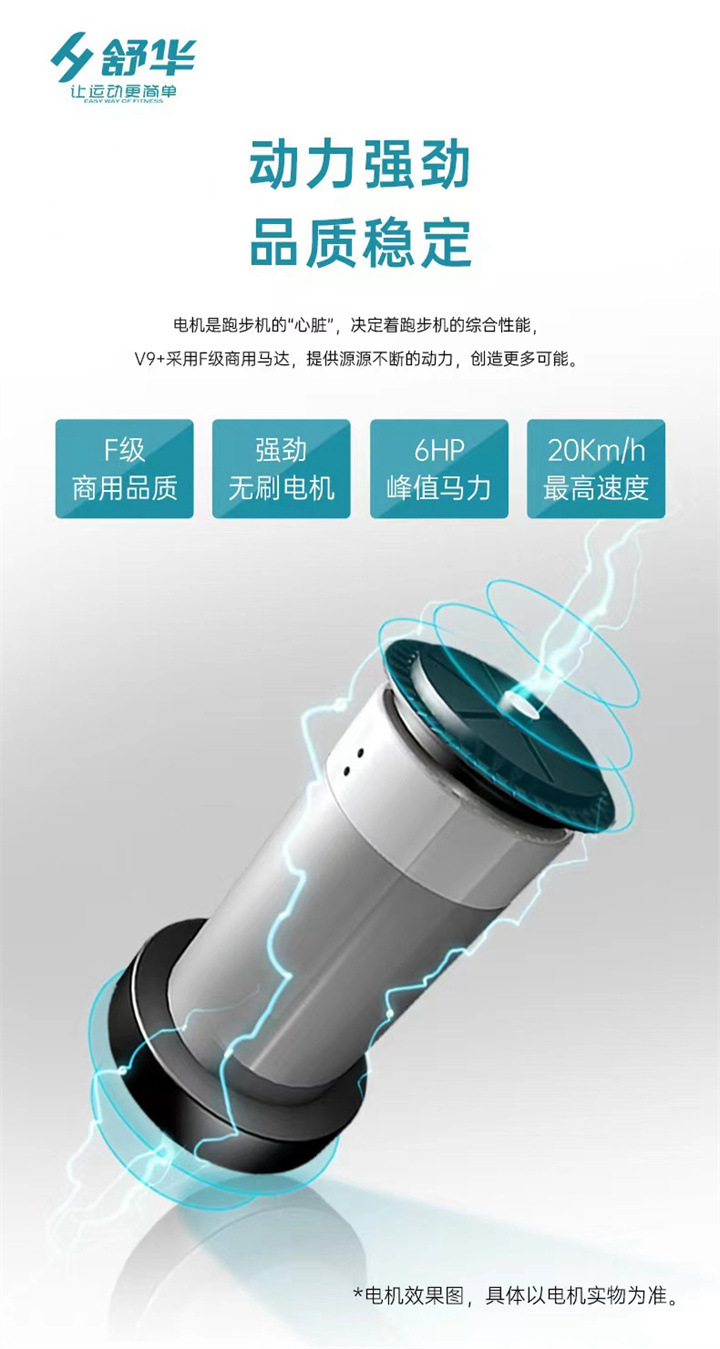 智能商用跑步机SH-T8919T-Y50(V9+)全跑台减震设计，跑台尺寸达580×1570mm，