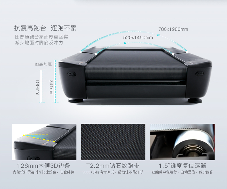 家用跑步机SH-T6700(X6)采用18T+12T双层跑板，T2.2mm钻石纹的跑带，