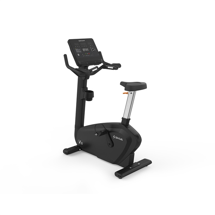 卧式商用健身车SH-B9100U(V10)采用自发电，40段电磁控阻力系统，9.3kg飞轮重量。