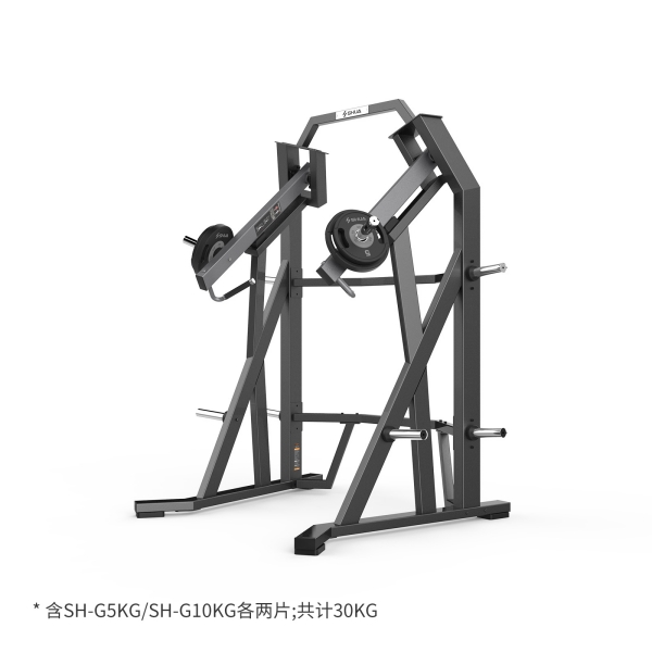 分动站立式推举训练器SH-G8911主要锻炼部位是肱三头肌、三角肌、胸大肌、股四头肌、核心肌群。